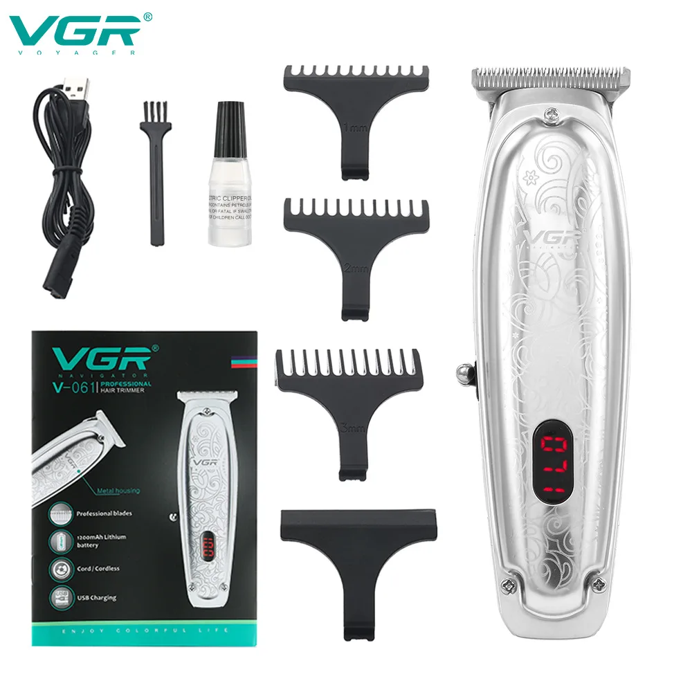 

VGR профессиональный триммер для волос со светодиодным дисплеем электрическая машинка для стрижки волос Машинка для стрижки бороды мужской ...