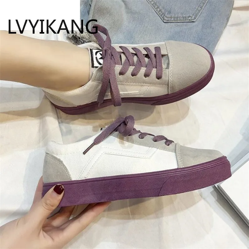 LVYIKANG/ г. Весенние женские вулканизированные туфли модные светлые холщовые туфли на плоской подошве женские повседневные низкие модные кроссовки на шнуровке 36-40