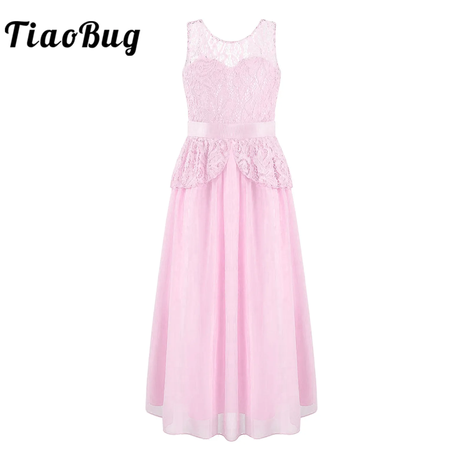 

Hollow Lace Flower Girl Dresses Chiffon Sleeveless Party Dresses for Girls Elegant Kids Vestido First Communion Wedding Costume