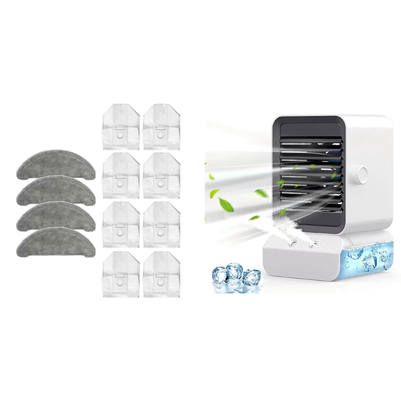 

12Pcs for Roidmi EVE Plus Robot Dust Bag Mop Cloth with 4-In-1 Quiet Air Conditioner Air Cooler and 7 Colored Lights