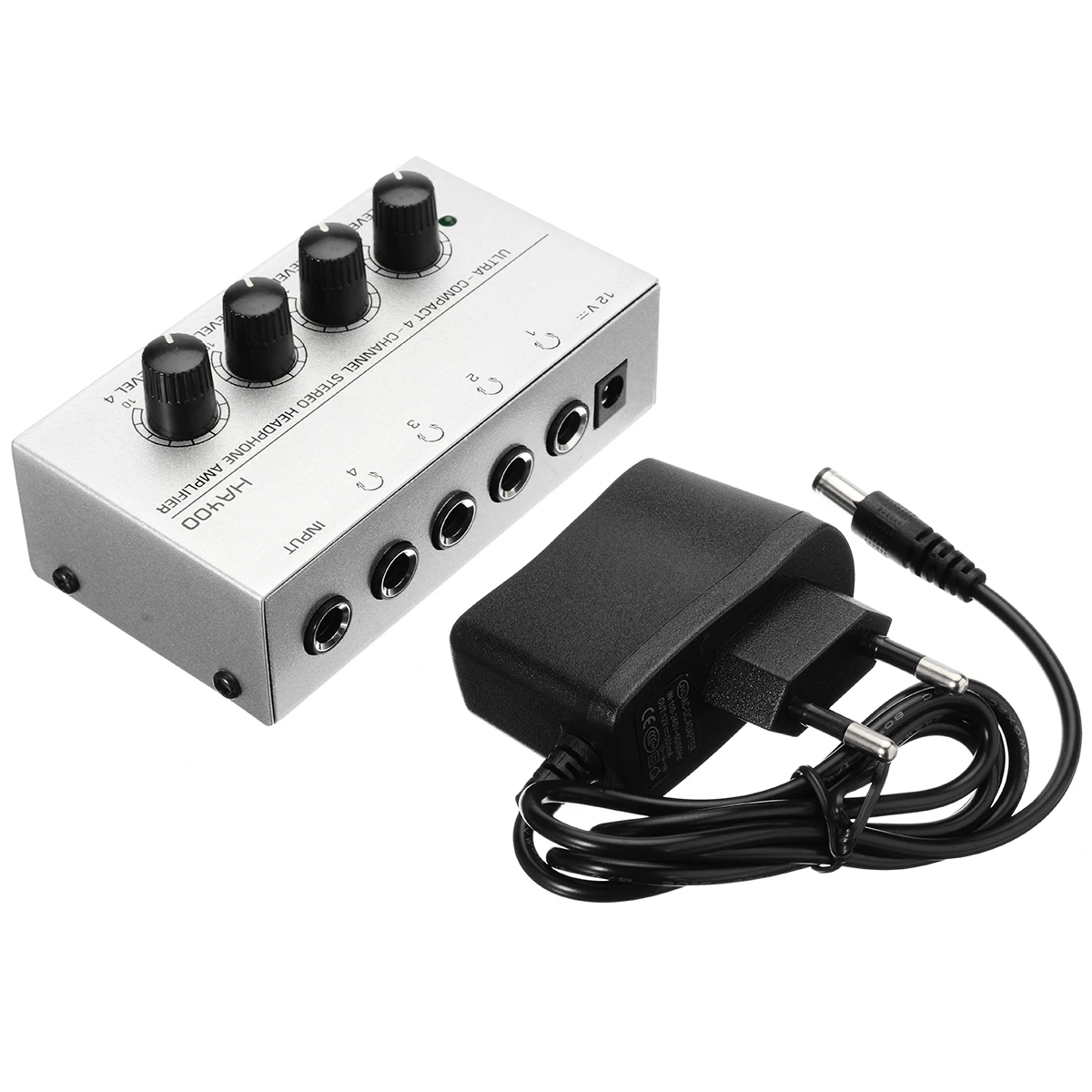 

4 Channel Headphone Amplifiers HA400 Ultra-Compact Audio Stereo Amp Microamp 4 high-power Stereo Amplifier With EU Adapter