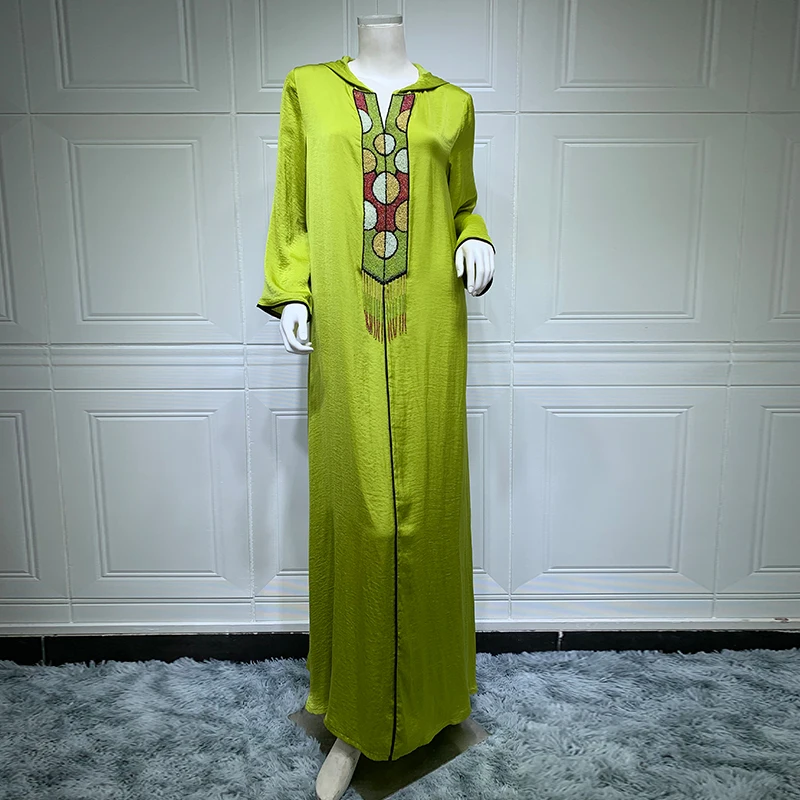 Мусульманский женский халат с капюшоном роскошный ручной работы бусинами и