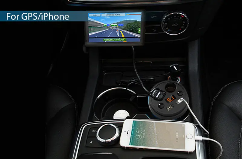 GSPSCN автомобильный инвертор 5 в 3 А, двойной 2 USB Автомобильное зарядное устройство, светодиодный дисплей с экраном, добавить 2 автомобильного прикуривателя, автомобильный инвертор