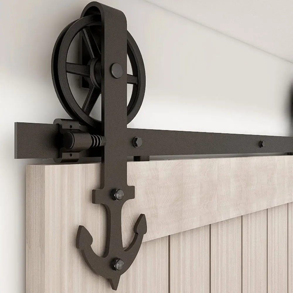 

4FT-16FT Sliding Barn Door Hardware Kit 1M-5M Rail Closet Roller Track Industrial System for Single Wood Door
