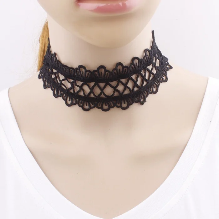Модное кружевное цветочное ожерелье в готическом стиле черное подарки для