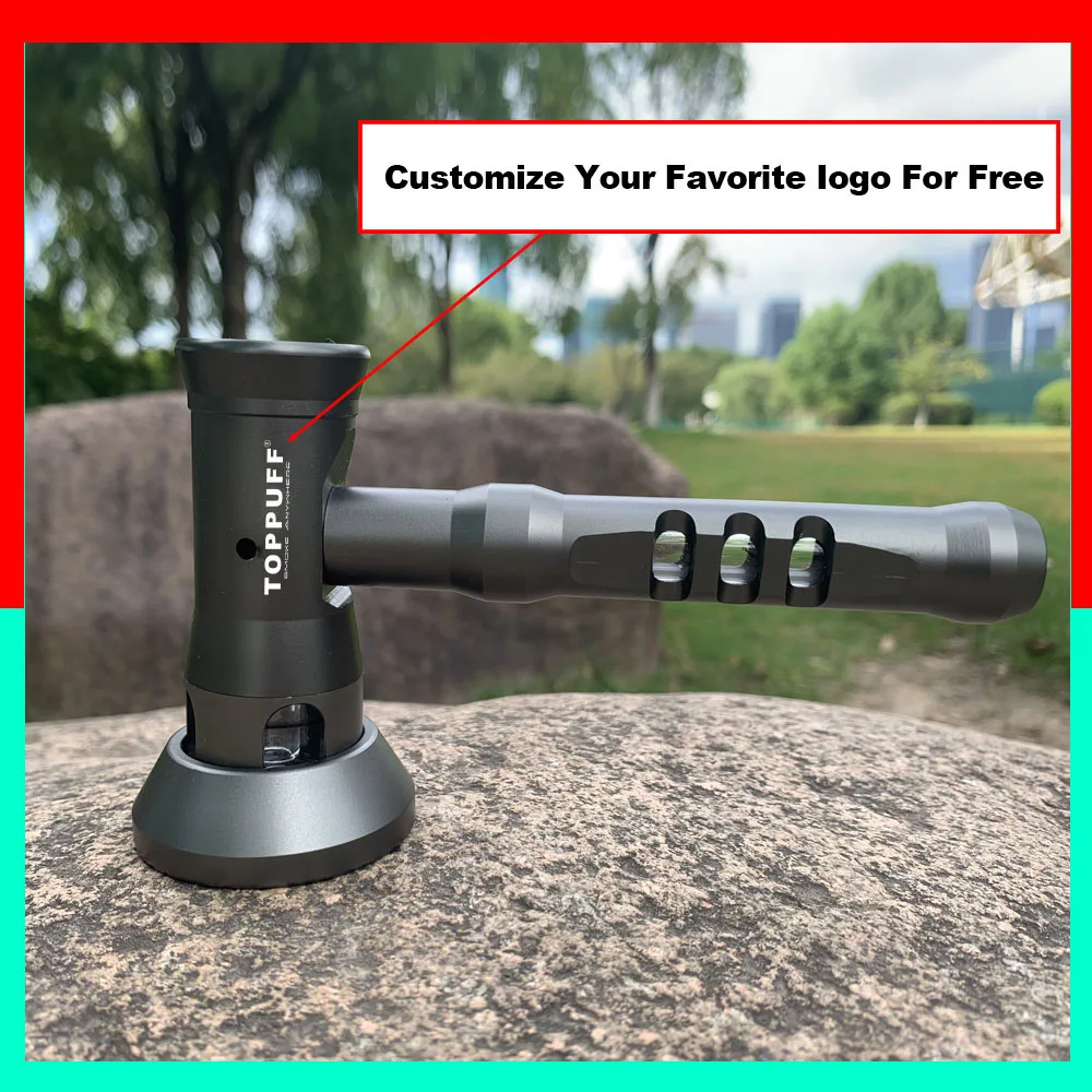 

TOPPUFF 2 Type Custom Logo Metal Tobacco Herb Pipes Aircraft Aluminum Smoking Water Pipe Smoke Accessories