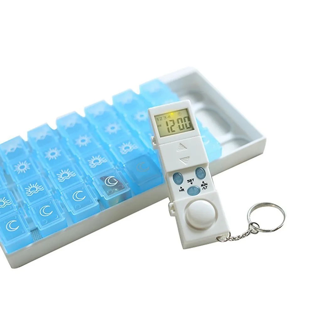 Умный Еженедельный диспенсер для таблеток с будильником прозрачная коробка AM/PM