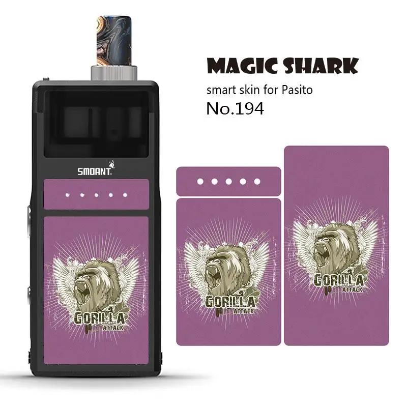 Магическая Акула 2.5D медведь Лев Джокер камень печать ПВХ Vape Pod чехол наклейка для Pasito пленка крышка для Smoant Pasito - Цвет: 194