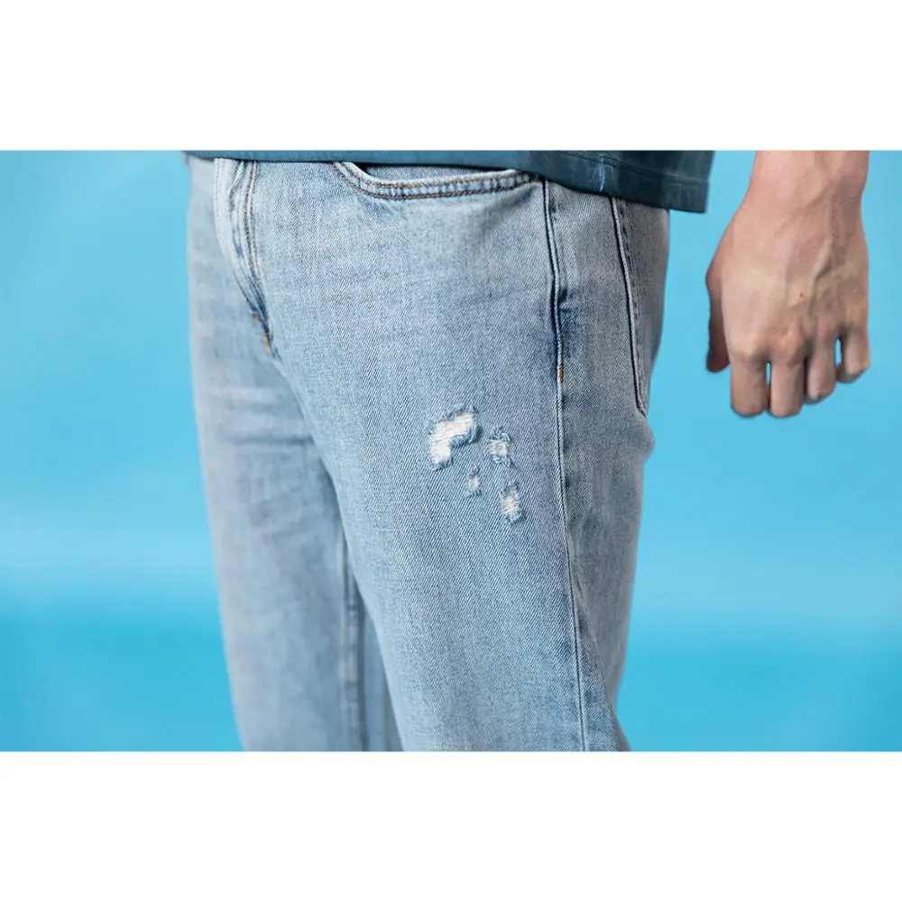 Джинсы SIMWOOD SJ130406 мужские с дырками удобные рваные джинсовые брюки до щиколотки