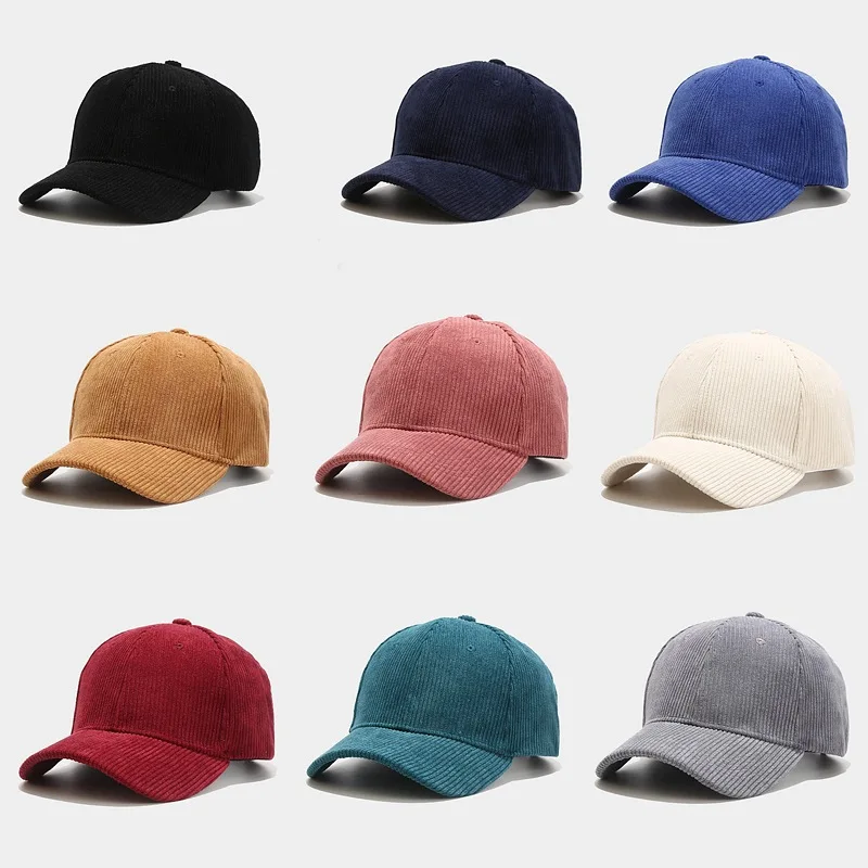 

New Spring Autumn Corduroy Baseball Cap Women Literature And Art Retro Men Solid Color Caps Couple Curved Brim Adjustable Hats