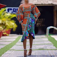 off shoulder women printed dress african sexy long sleeve cocktail party dresses ruffle robe 2020 summer female vestiods