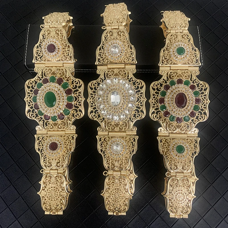 Arabian Jewelry Belt Vintage Ladies Hollow Flower Metal Waist Chain with Adjustable Length