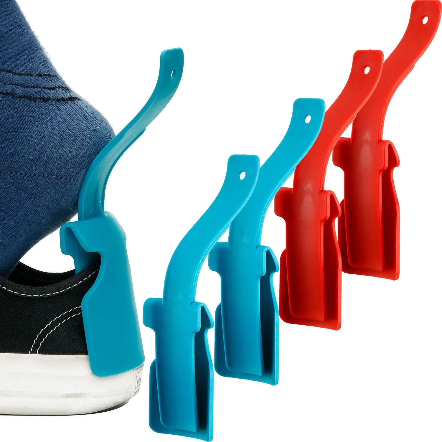 

4-Piece Lazy Shoe Aid Portable Shoe Rack with Travel Handle, Easy On and Off Shoe Lift Tool, One Size, Fits Most Shoes of All