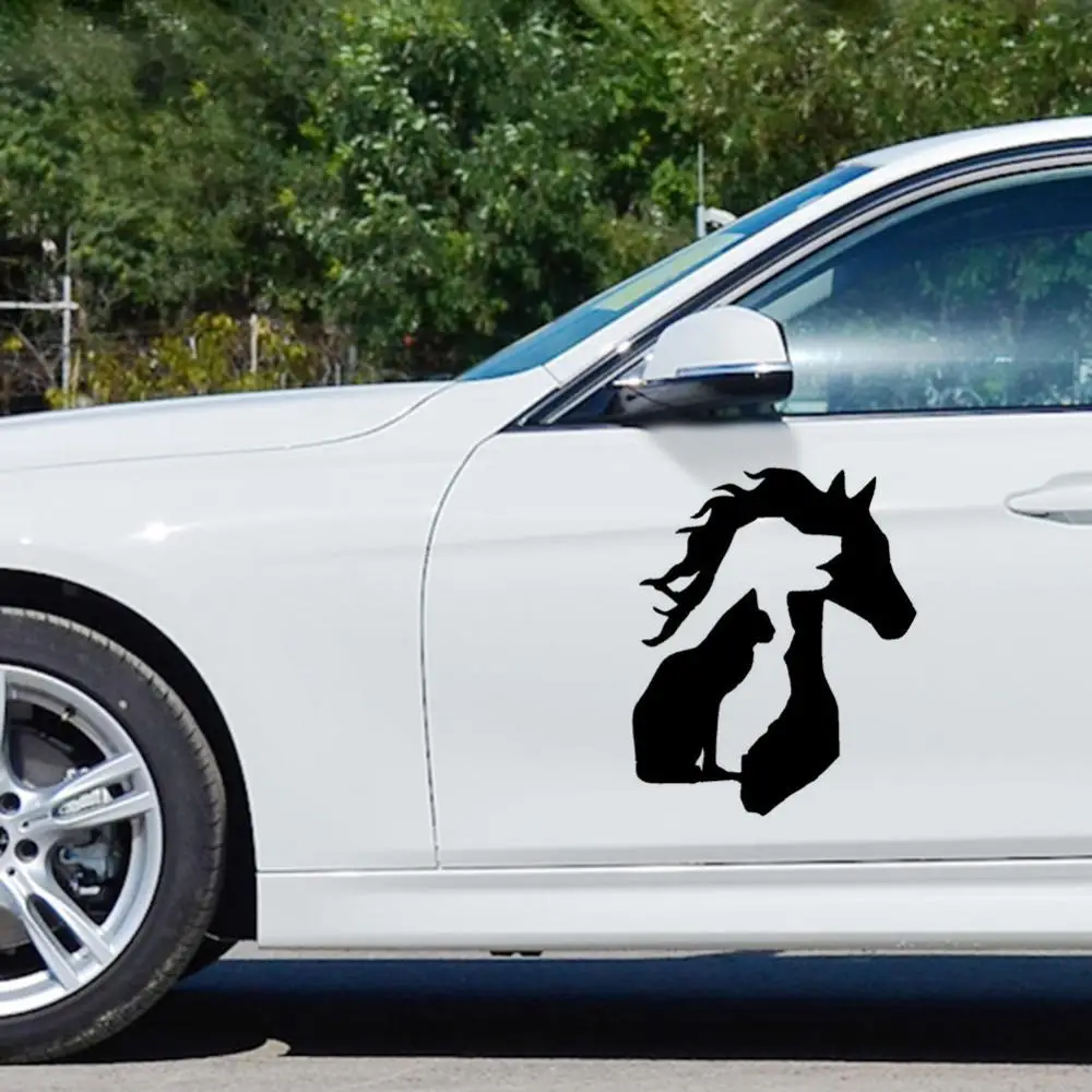 

Car Stickers Black Cute Horse Dog Cat Sticker Decal for Laptop Truck Motorcycle Car Window Bumper