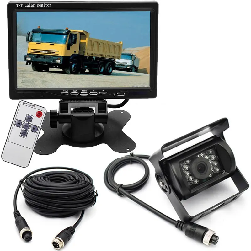 12V-24V 4Pin 7&quot TFT LCD Monitor 18LEDs Night Vision Waterproof Reversing Backup Rear View Camera Kit for RV Truck Trailer | Автомобили
