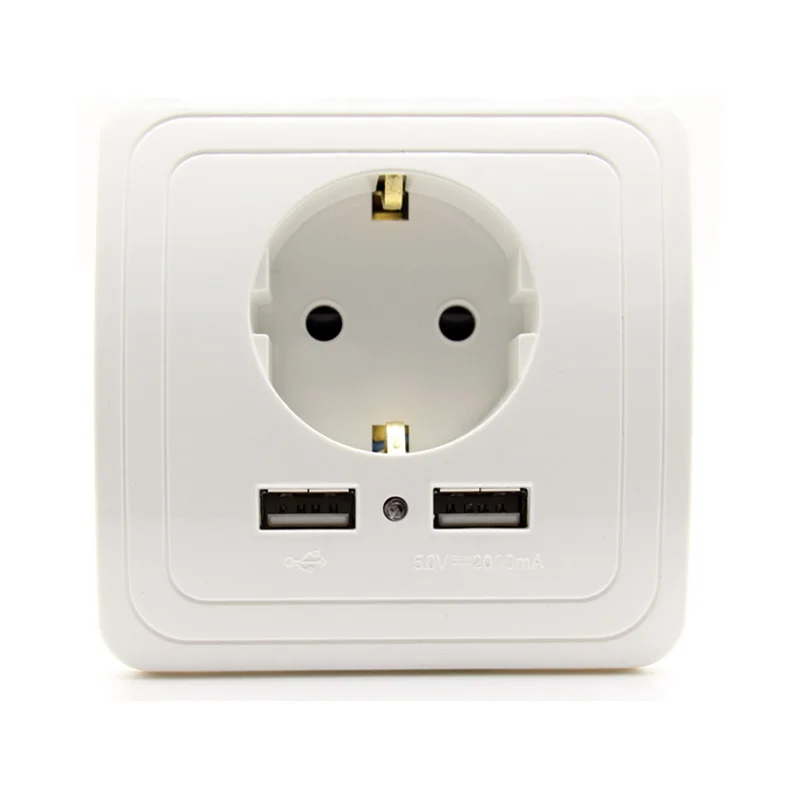 White Atlectric ЕС двойной USB порт 2A зарядное устройство адаптер розетка стандарта евроcоюза розетка панель электрическое настенное зарядное устройство адаптер зарядки - Тип: White