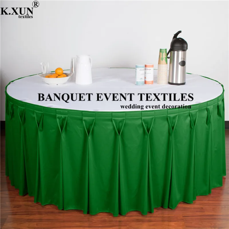 

Wholesale Price Polyester Table Skirt Ruffled Table Cloth Skirting For Wedding Event Party Decoration