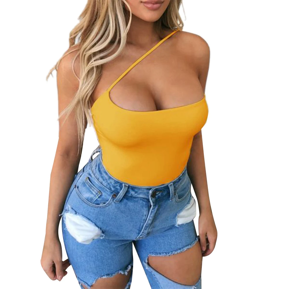 

Meihuida Summer Women Fashion Sleeveless Camis Tanks Sexy One Shoulder Bustier Unpadded Bandeau Bra Vest Seamless Street Wear