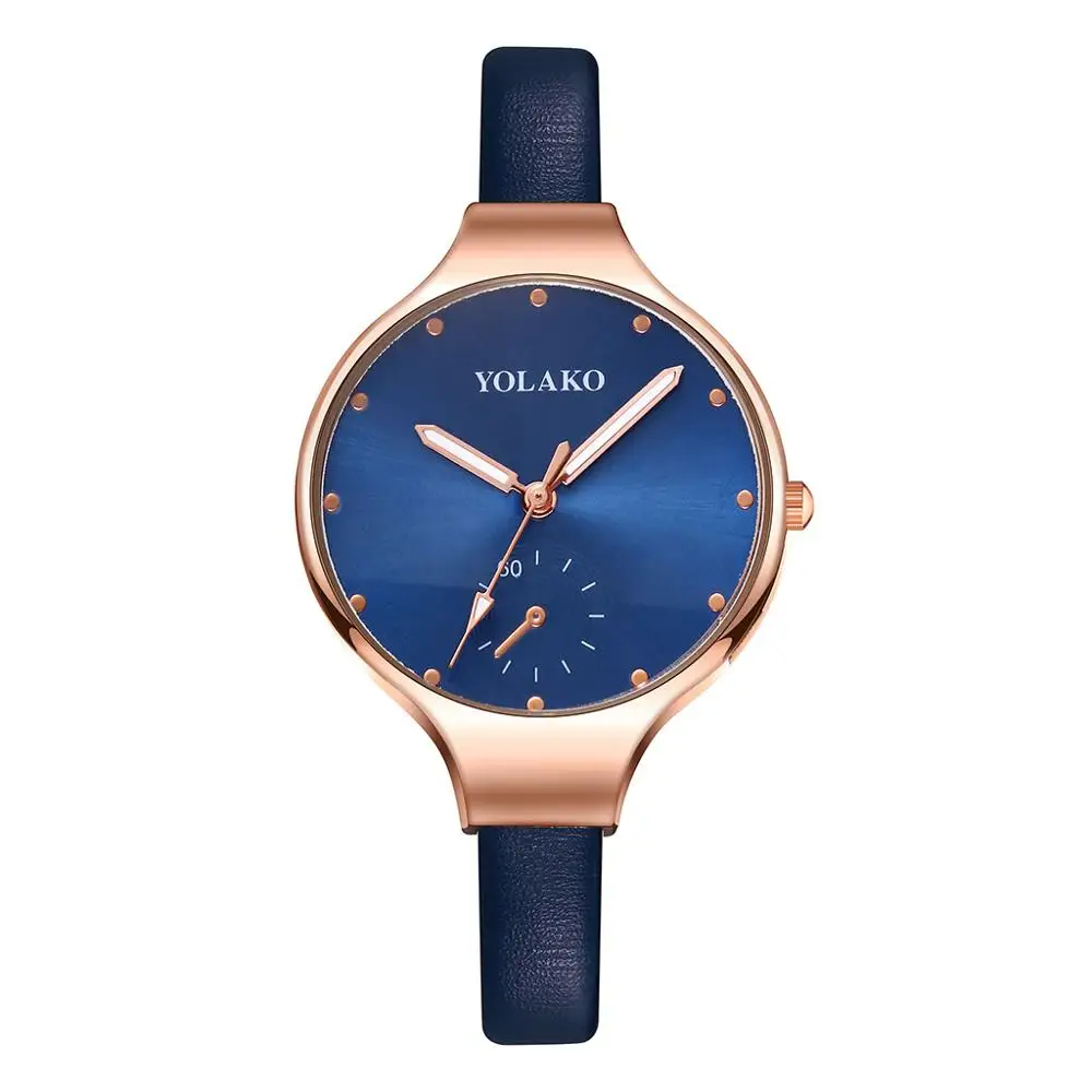Gold blue Роскошные женские модные часы-браслет, розовые женские кварцевые часы, новые качественные женские наручные часы, женские кожаные часы - Цвет: Gold blue