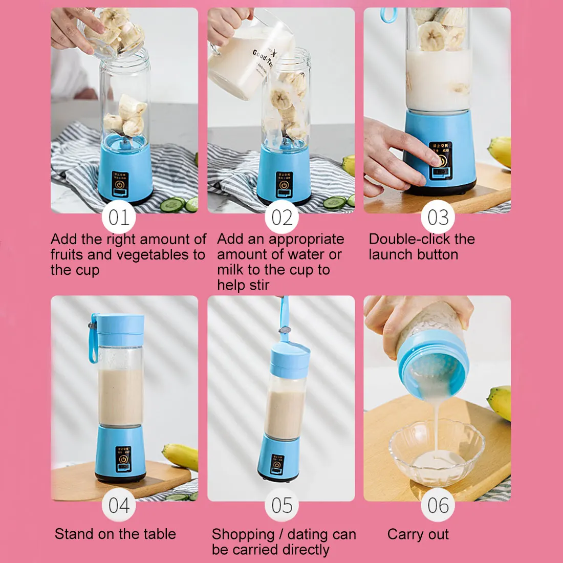 Портативный блендер usb миксер электрическая соковыжималка машина смузи Мини