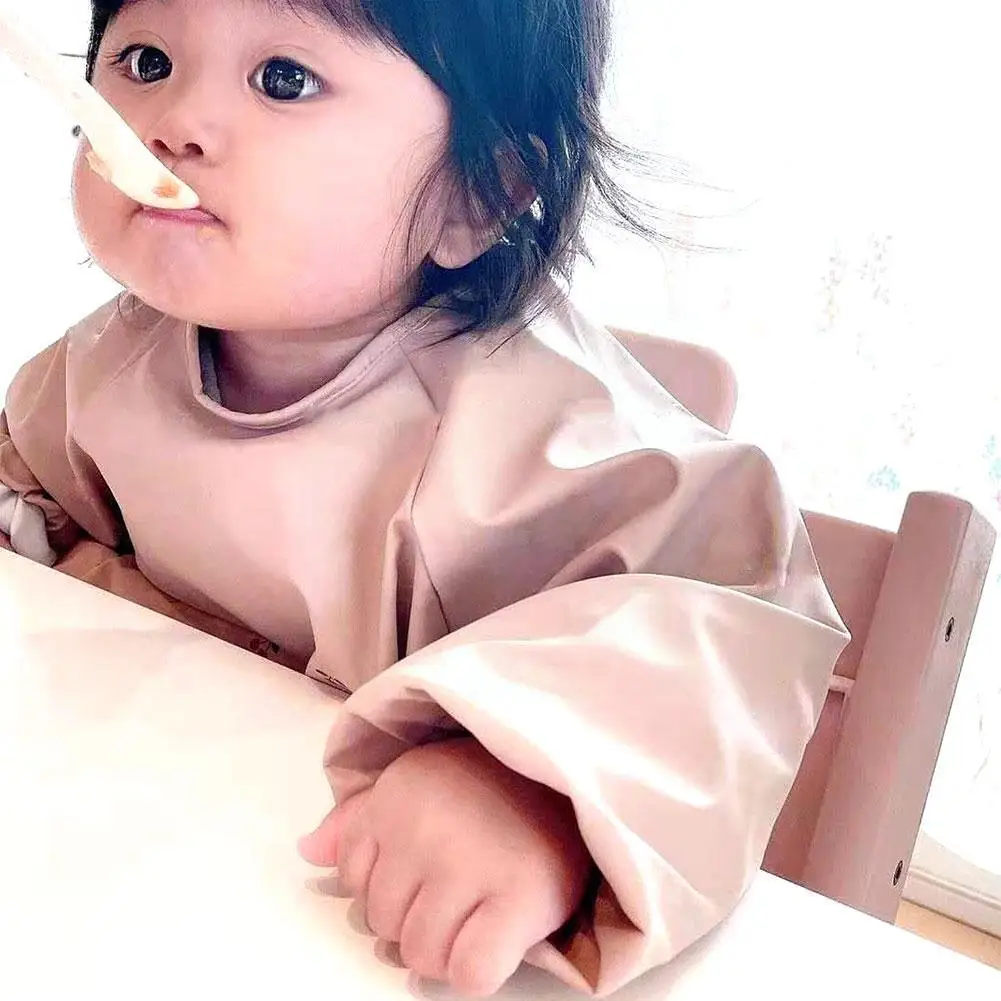 

Baby Kids Toddler Long Sleeve Scarf Waterproof Smock Bibs Boys Infant Burp Apron Feeding Bib Cloth Drooling Girls Pocket Z3O2