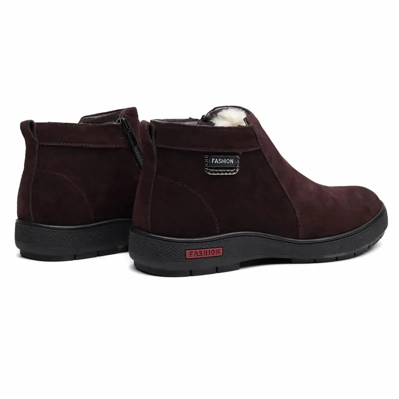 

Men Boots Winter With Fur 2020 Suede Leather Shoes Men Warm Casual Boot Male Ankle Snow Boots