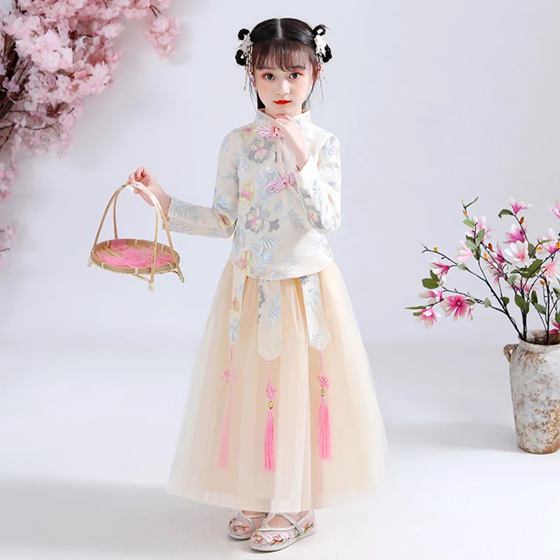 2 шт. детское платье-Ципао с цветочным принтом | Тематическая одежда и униформа