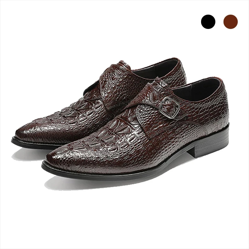 

Single Monk Style Bridegroom Dress Formal Office Best Men Shoes Black Vintage Original Designer Shoes for Men