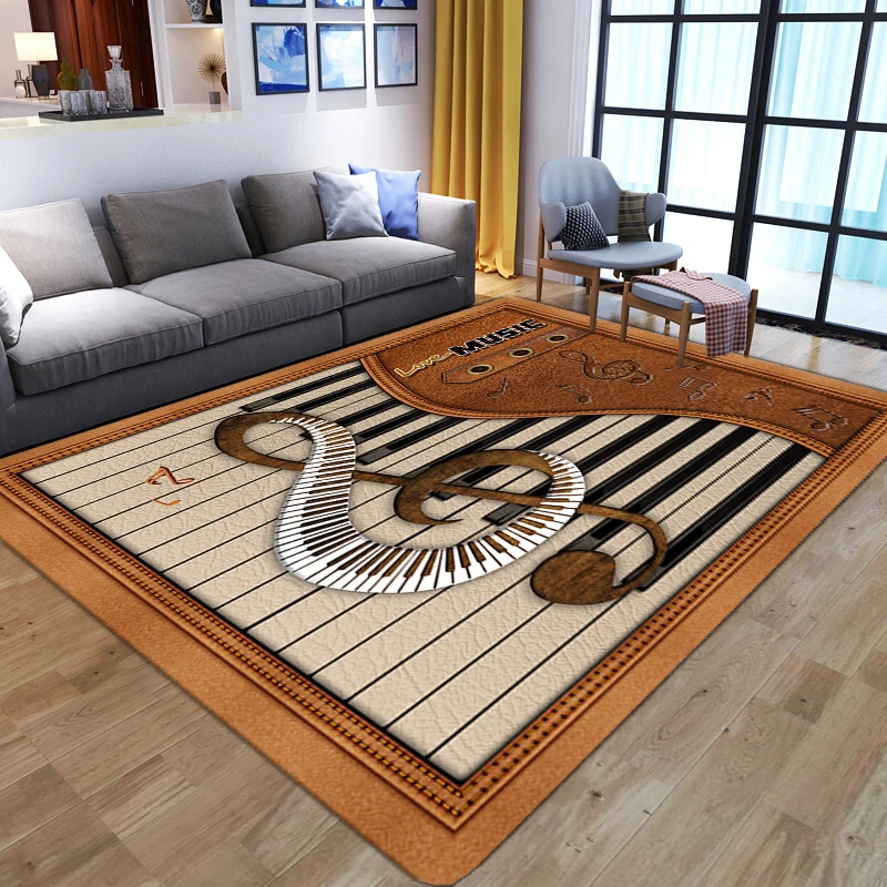 

Classical 3D Piano big musical note Rune Print Carpets for Living Room Bedroom Child Crawl floor Mat Soft Flannel Play Area Rugs