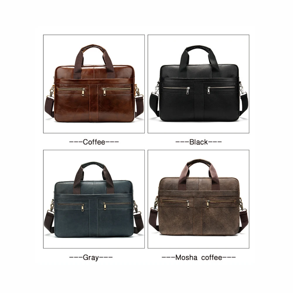 Модные деловые мужские портфели из натуральной кожи сумки через плечо кожаные