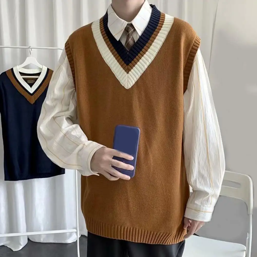 

Stylish Autumn Sweater Vest Oversized Sweater Vest Soft Anti-pilling Casual Spring Sweater Vest
