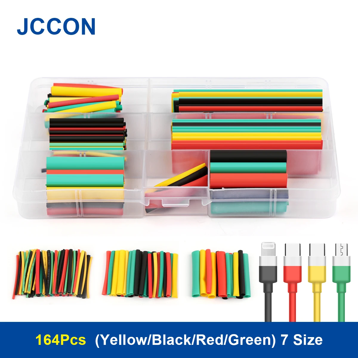 

164Pcs/Box Thermoresistant Tube Heat Shrink Wrapping Kit Termoretractil Shrinking Tubing Assorted Wire Cable Insulation Sleeving