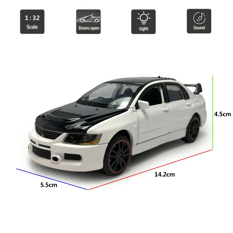 HOMMAT 1:32 весы Mitsubish Lancer Evolution EVO IX модель автомобиля черная крыша литая под давлением