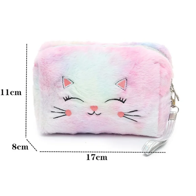 

Женский меховой чехол для косметики с кошкой
