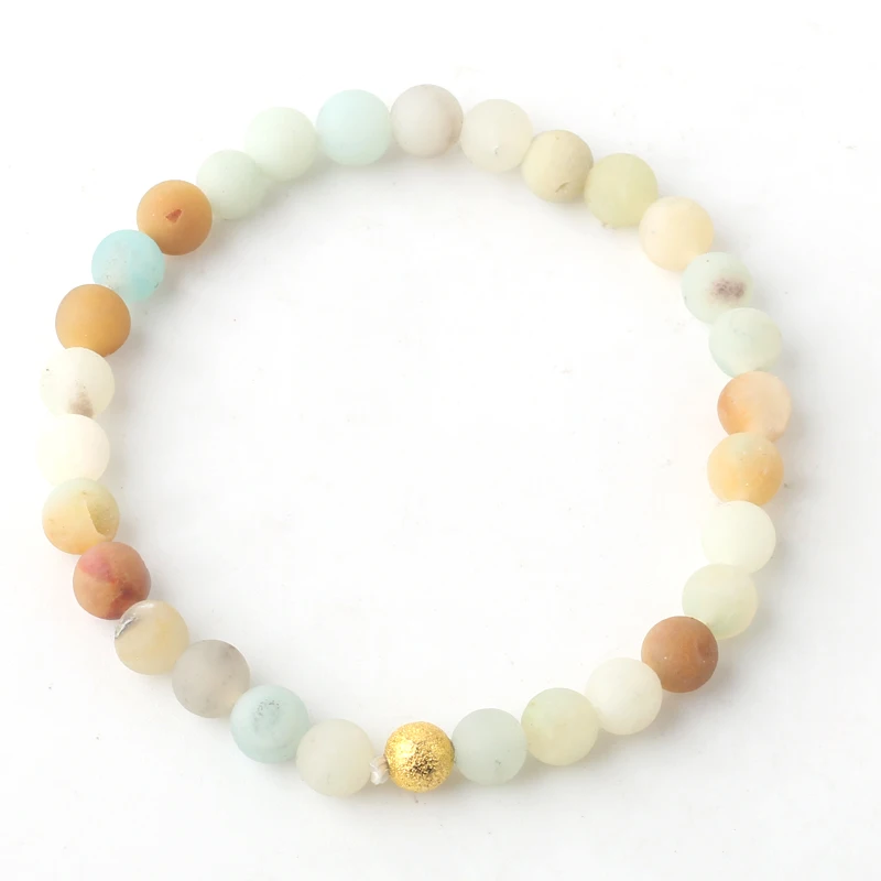 Золото серебрение бусины Парные браслеты натуральный матовый Камень Амазонит