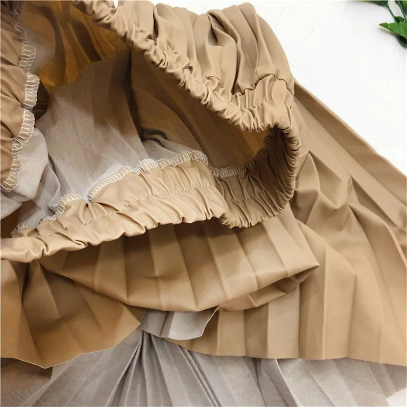 Женская плиссированная юбка Uumaysari Весенняя кожаная трапециевидная средней длины