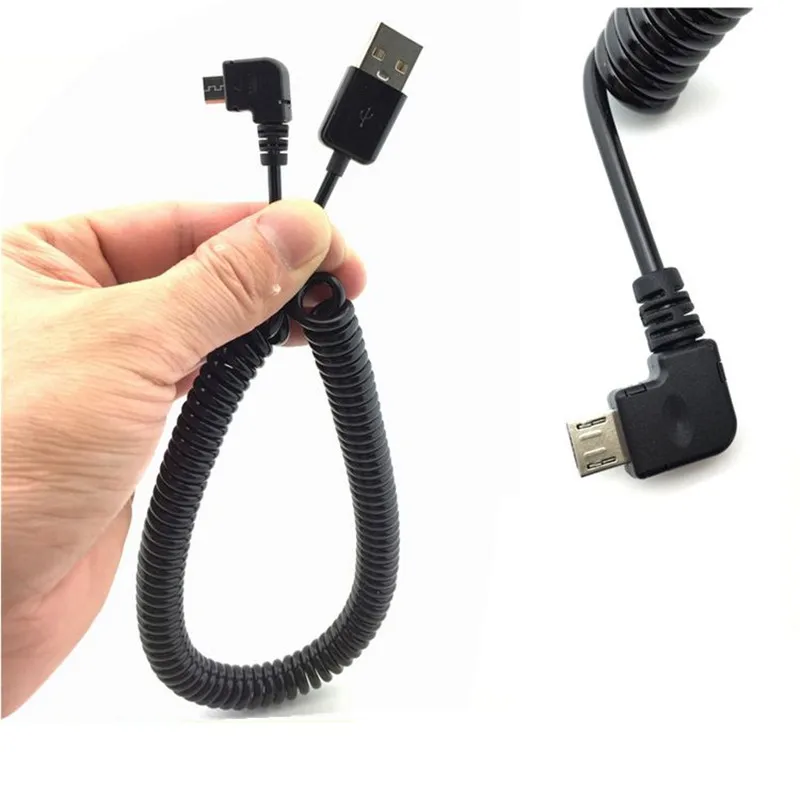 90 градусов локоть спиральной пружины USB 2 0 кабель переходник папа Micro usb для