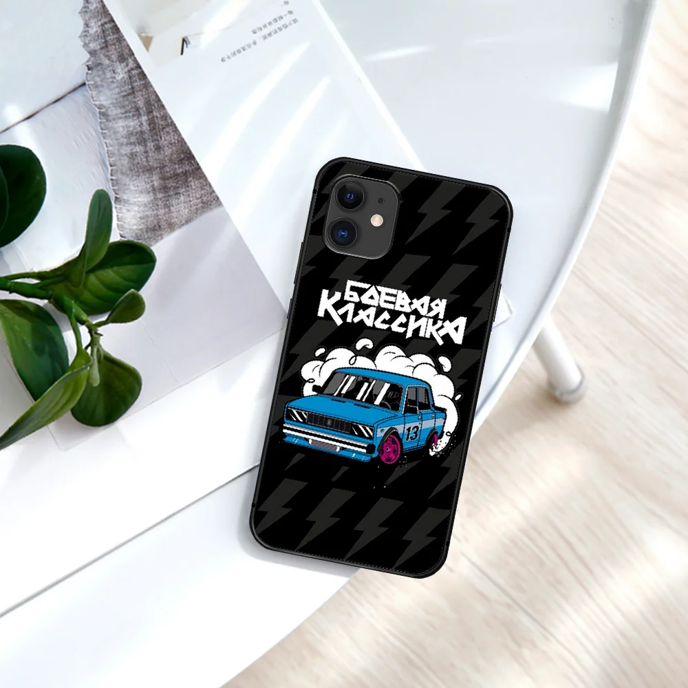 

LADA Car Logo Phone Case For IPhone 4 4s 5 5S SE 5C 6 6S 7 8 Plus X XS XR 11 12 Mini Pro Max 2020 black Hoesjes Soft Bumper