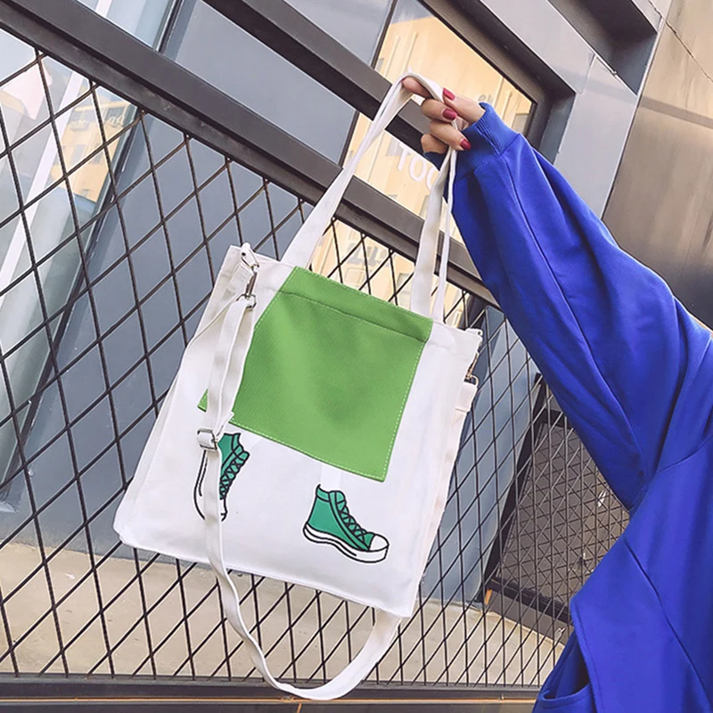 Модные женские холщовые сумки с мультяшным принтом школьные мессенджеры летние