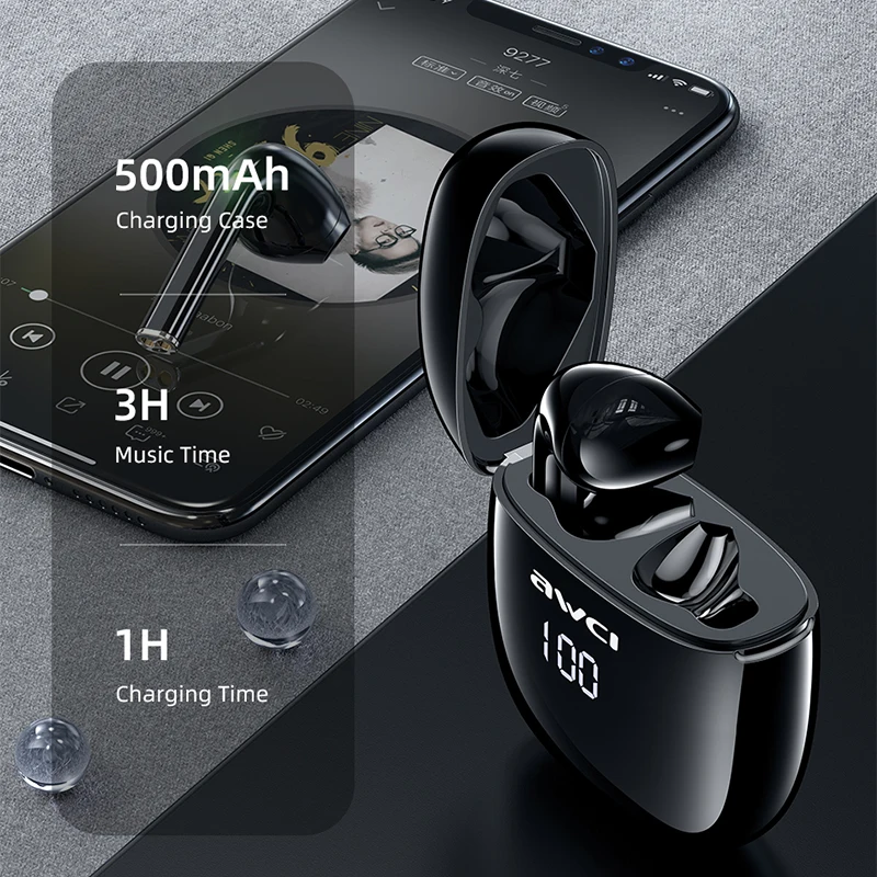 TWS стереонаушники AWEI T28P с поддержкой Bluetooth 5 0 светодиодный ЖК дисплеем|Наушники и