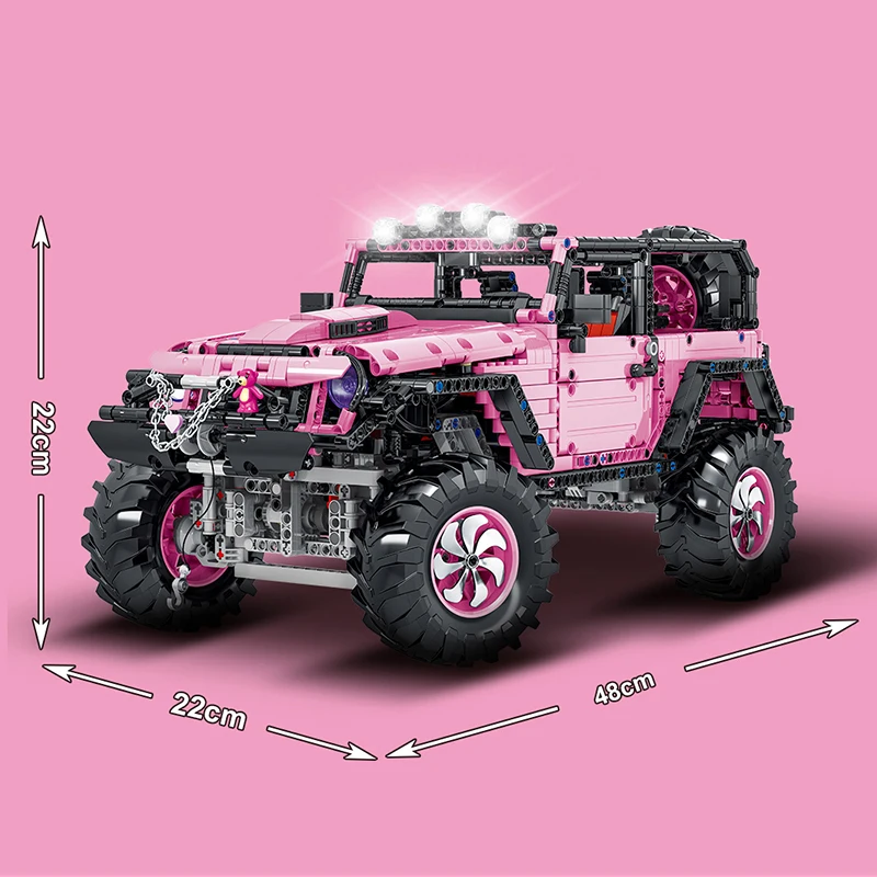 

2021 MORK 1: 8 Off Road Vehicle Building Blocks Jeep Wrangler Rubicon 2452pcs Pink Car Model Bricks Educational Kids Toys Gifts