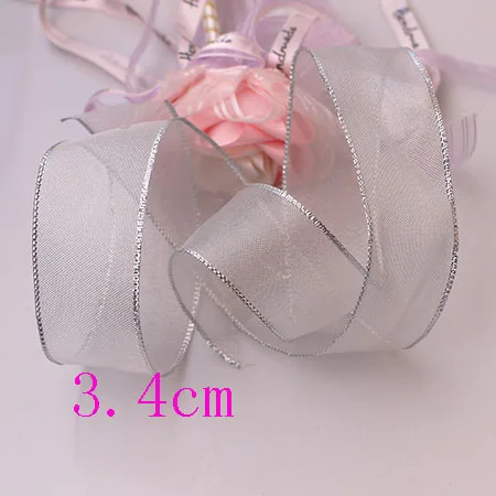 5YARD 3.4CMcm5yards DIY аксессуары лента с проволочной кромкой, Жесткая сетка, лента, Золотая лента, декоративная подарочная коробка с деревом, упаковка с бантом - Цвет: 5YARD