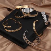 stainless steel women bracelets gold color snake chain bangles women bohemian stainless steel feather bangles jewelry gifts