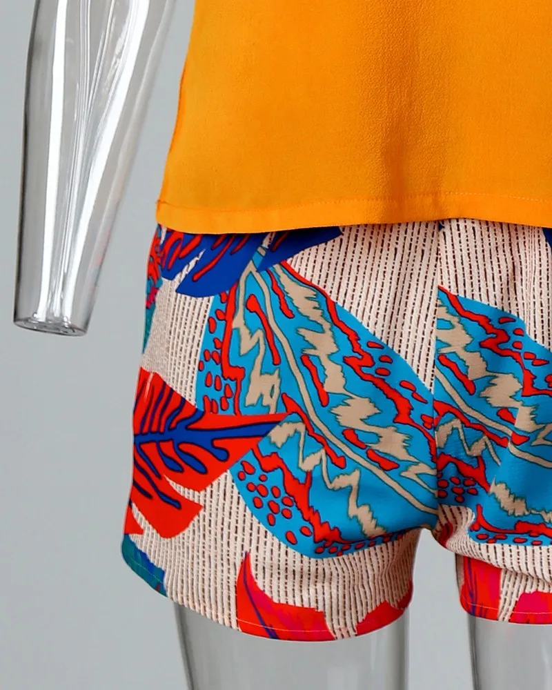 

Sexy Sleeveless Spaghetti Strap Print Tops & Shorts Sets Summer Casual Women 2 Piece Sets Dropshipping