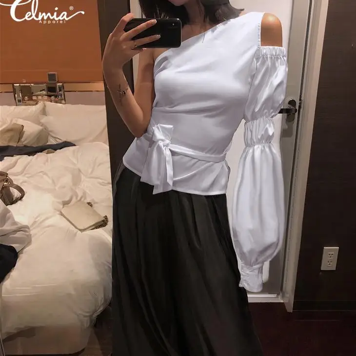 Женская Повседневная Блузка Celmia повседневная однотонная блузка с воротником