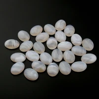 10pcs natural stone white striped agate cabochon no hole beads for making jewelry diy accessories loose elliptical shape beads