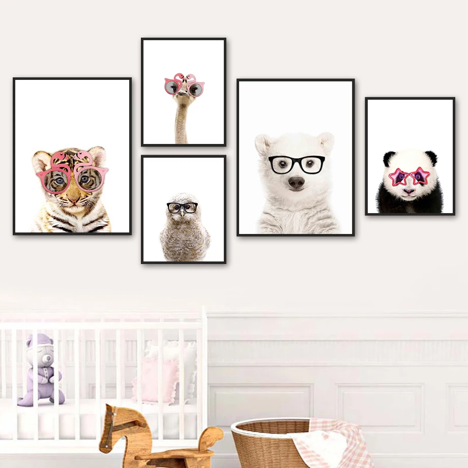 Рисунок на холсте Корова свинка полярный медведь Страус тигр сова | Дом и сад
