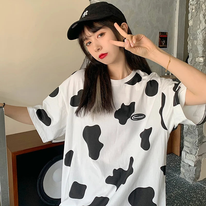 Футболка женская с коротким рукавом свободная нишевая дизайнерская рубашка в