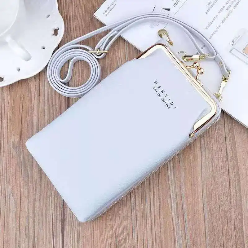 

Elegant Women Wallet ID Credit Card Bag Button Design Coin Purse Long Shoulder Bag Zipper Phone package Sweet Girl Messenger Bag