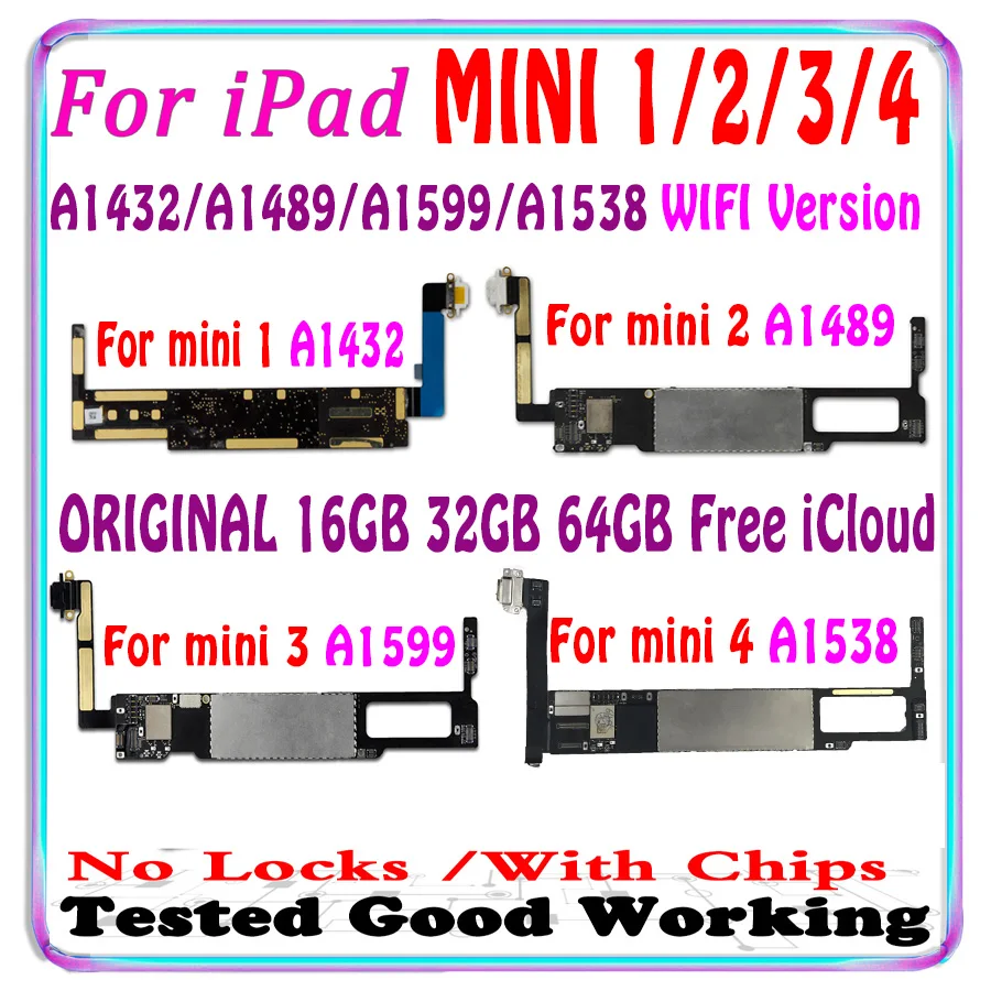 A1432 A1489 или A1599 A1538 Wifi версия чистке iCloud разблокирована материнскую плату